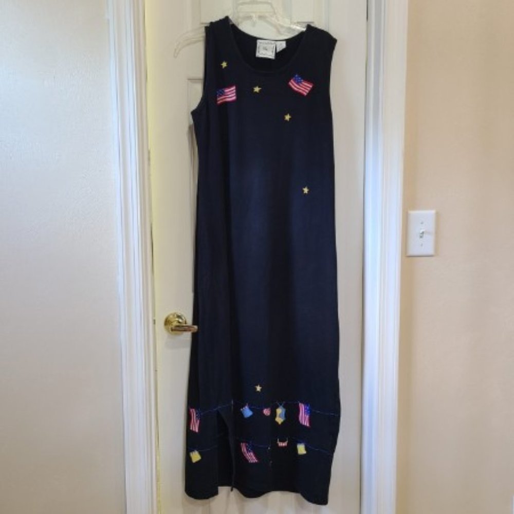 Michael Simon Large Navy Blue Flag Dress. Fourth of July.